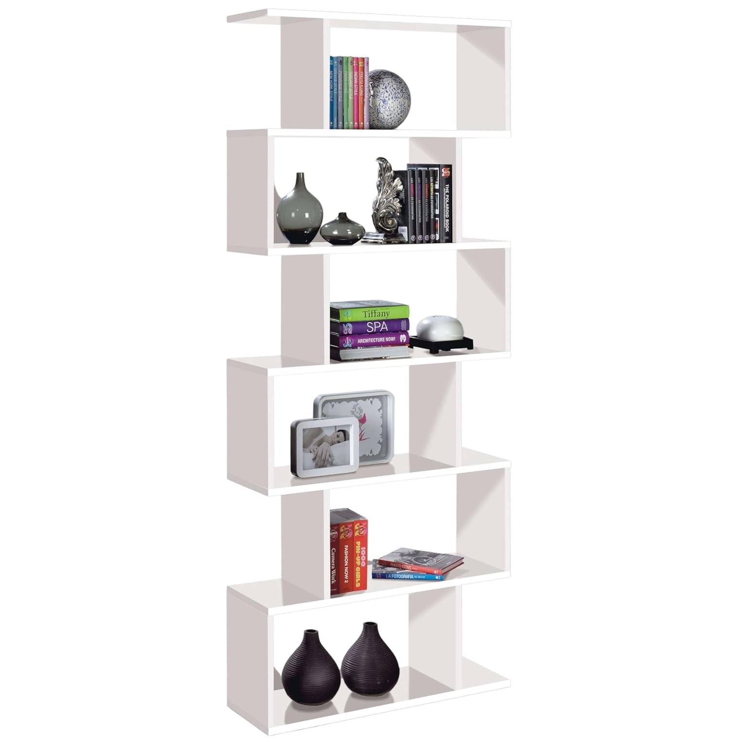 Libreria Athena Design 80x25xH192 cm Bianco Lucido