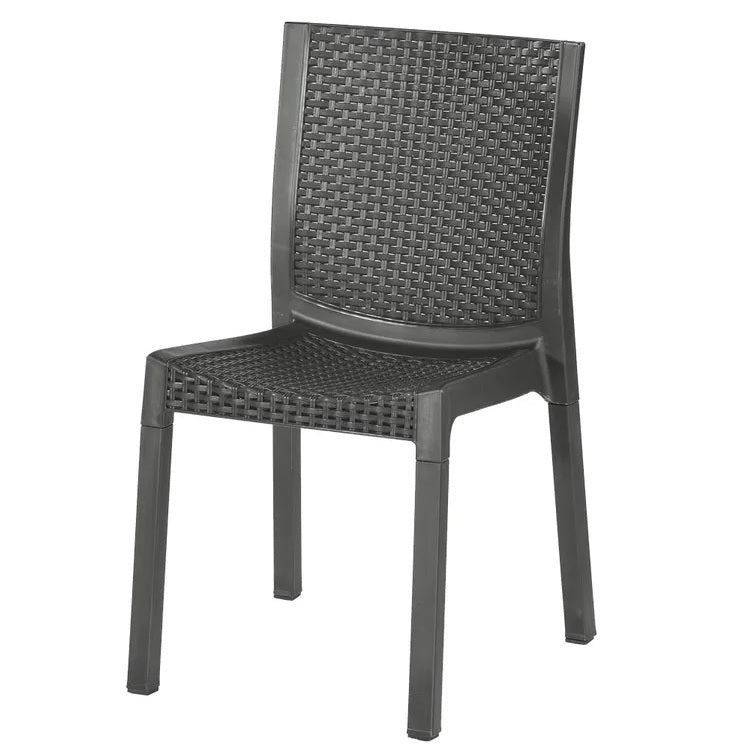 Sedia Panarea in Resina Effetto Rattan Antracite Impilabile da Esterno