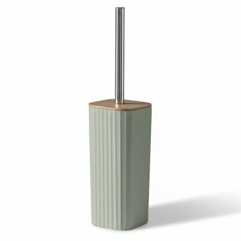 Set Appoggio Bagno 5 Pezzi Verde Show in Plastica e Bamboo Accessori Moderni