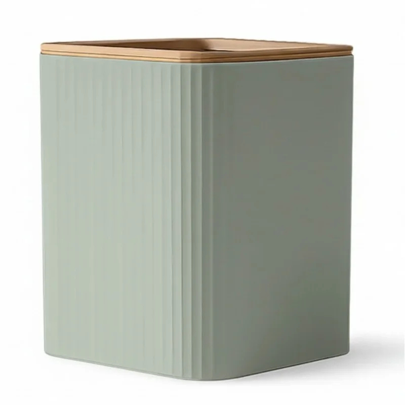 Set Appoggio Bagno 5 Pezzi Verde Show in Plastica e Bamboo Accessori Moderni