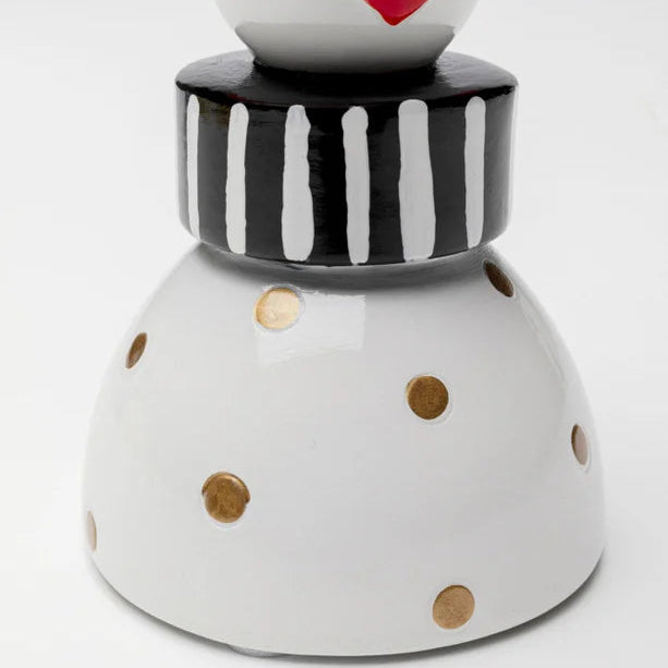 Portacandela Decorativo Dama Madame Dots Colorata 16cm in Poliresina