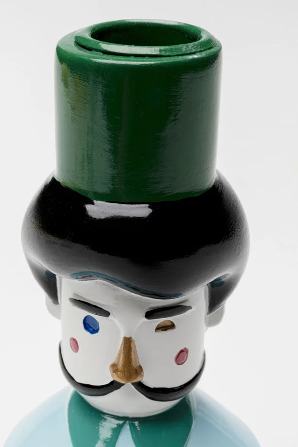 Portacandela Decorativo Marinaio Monsieur Mustache 16cm In Poliresina