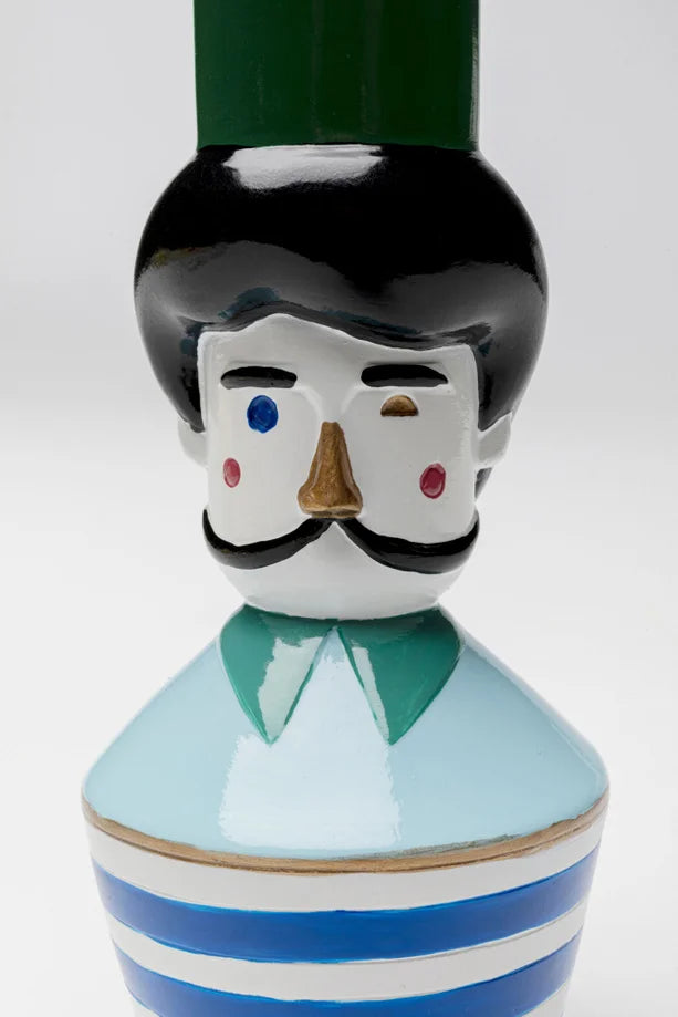 Portacandela Decorativo Marinaio Monsieur Mustache 16cm In Poliresina