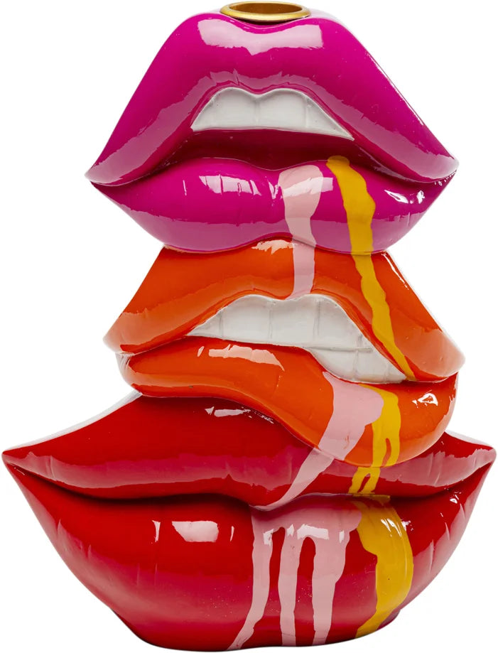 Portacandela Decorativo Labbra Lips Multicolor Design Pop In Poliresina