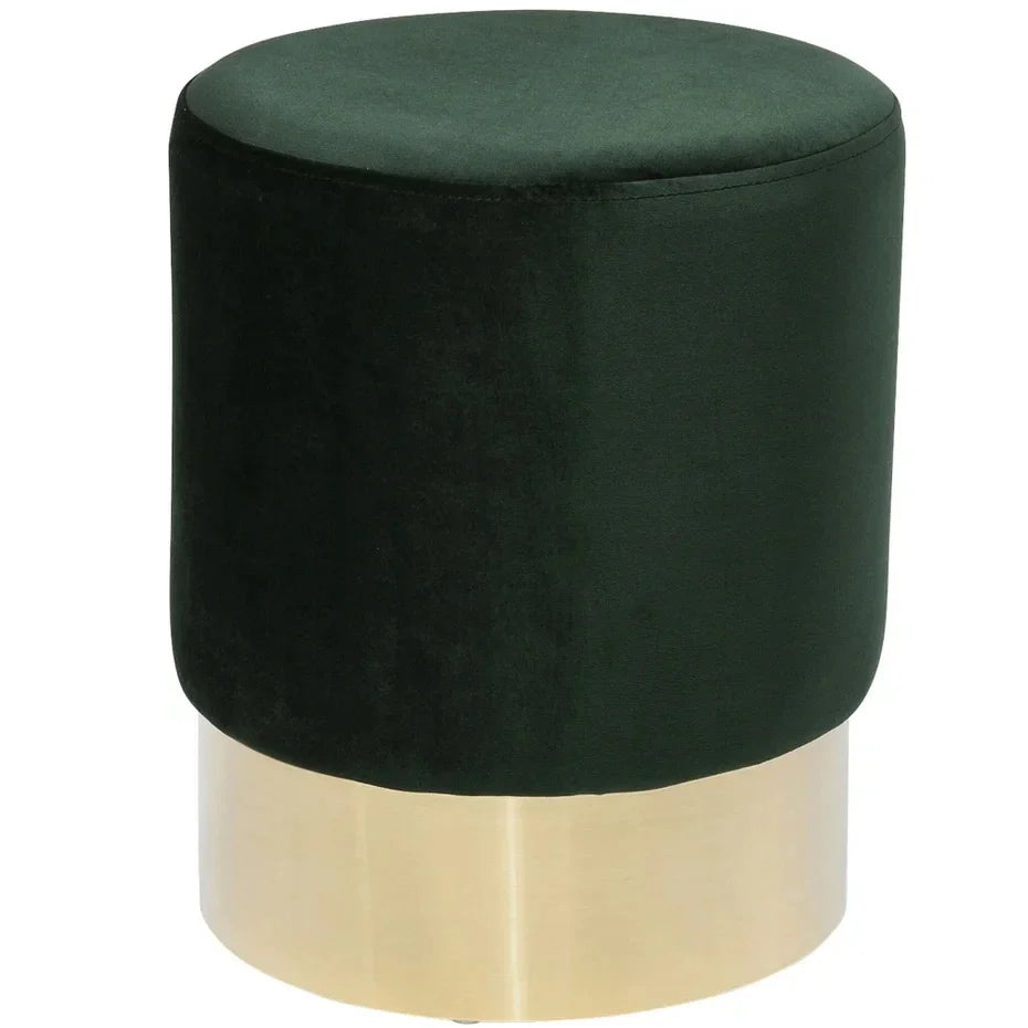 Set Arredo Nucleos con Specchio Rotondo Oro Ø70 cm e Pouf Cherry Verde Ø35 cm