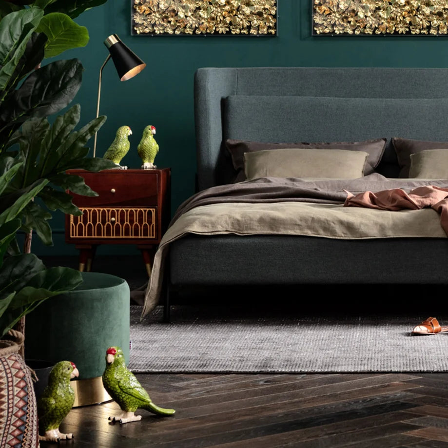 Sgabello Pouf Decorativo Cherry Verde in Tessuto Base Oro Ø35cm