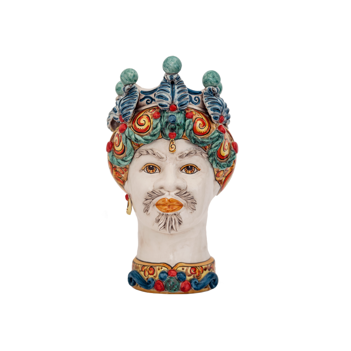 TESTA DI MORO LIBERTY FOGLIE E PALLE MULTICOLOR VOLTO BIANCO ANTICO MAN