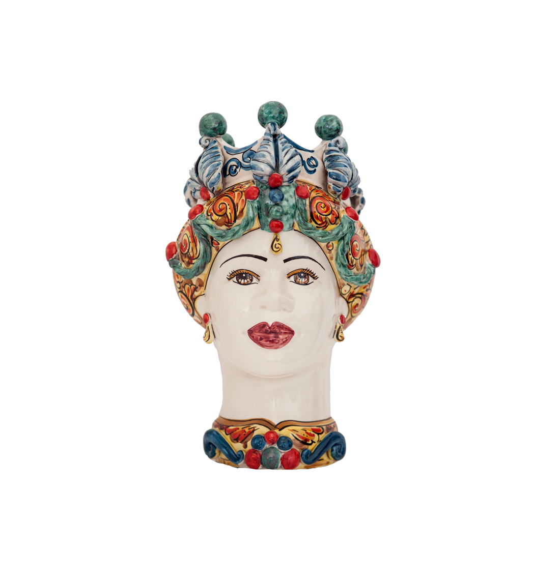TESTA DI MORO LIBERTY FOGLIE E PALLE MULTICOLOR VOLTO BIANCO ANTICO LADY
