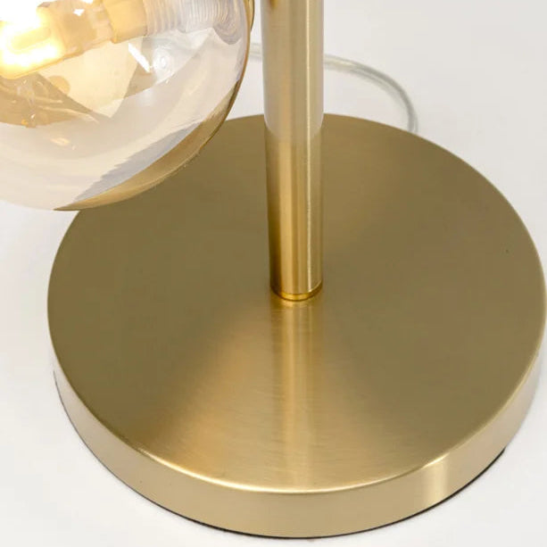 Lampada da Tavolo Moderna Scala Balls Ottone con Sfere in Vetro Fumé 5 Luci