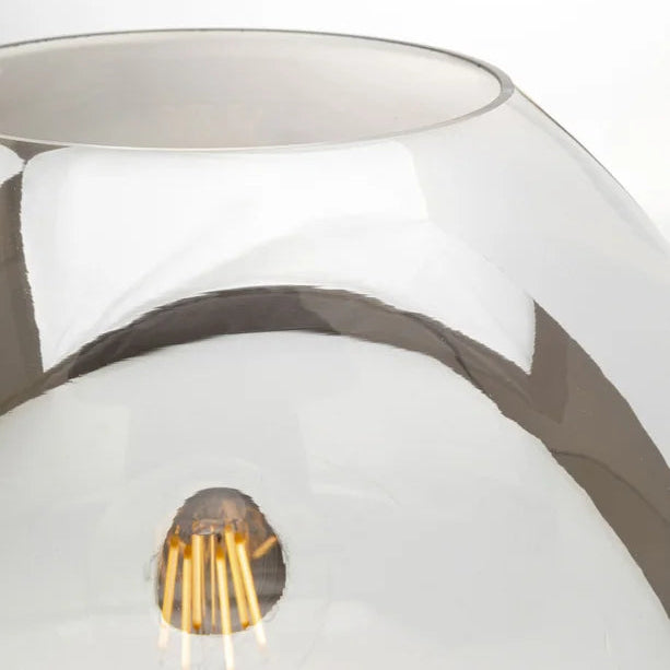 Lampada da Tavolo Sphere Sfera in Vetro Vetro Fumé con Base in Metallo Nero