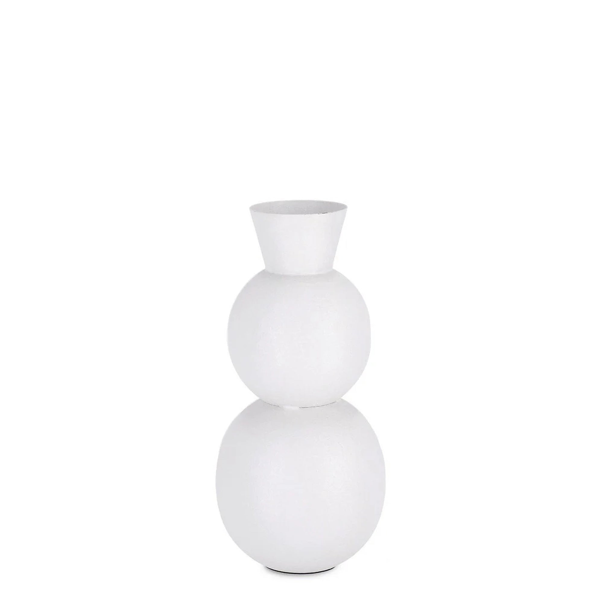 Bottiglia Vaso Decorativo Bianco Ridhi in Ceramica a Doppia Sfera H32,5cm