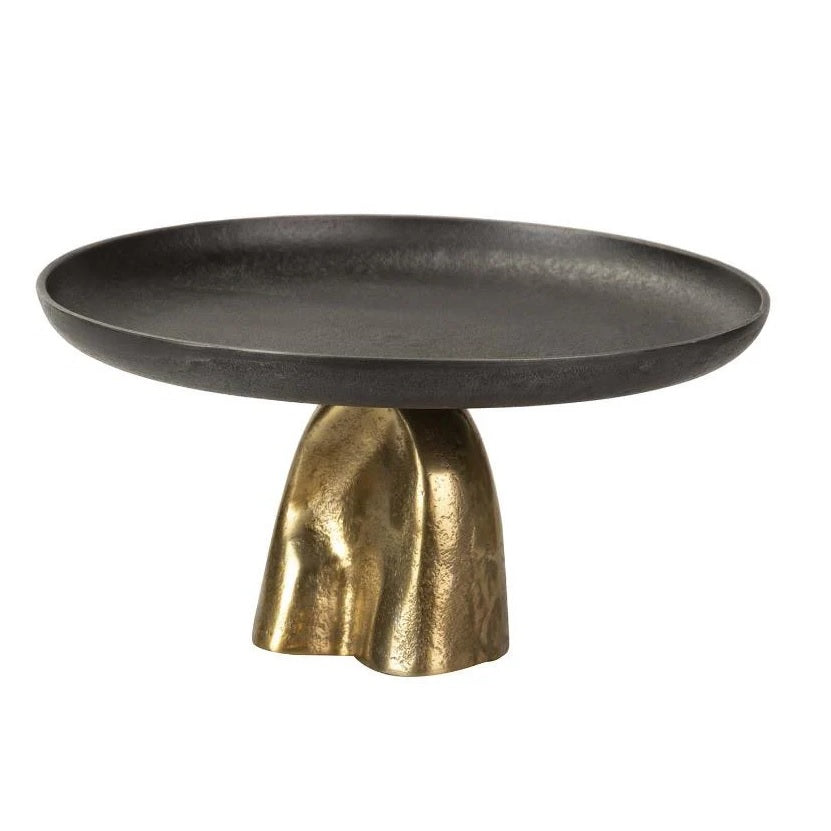 Alzata Decorativa Nera Con Base Scultorea 30x30x15 cm In Alluminio