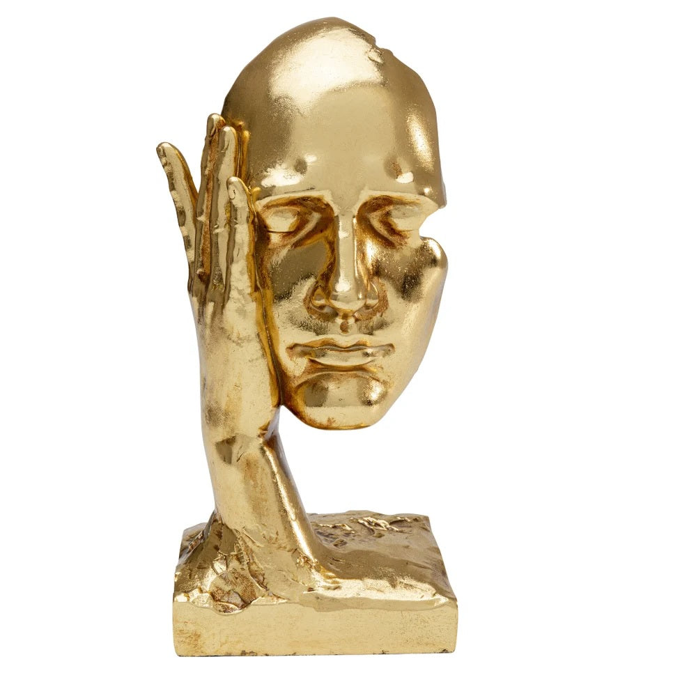Scultura Oggetto Decorativo Volto Viso In my Mind Oro 30cm