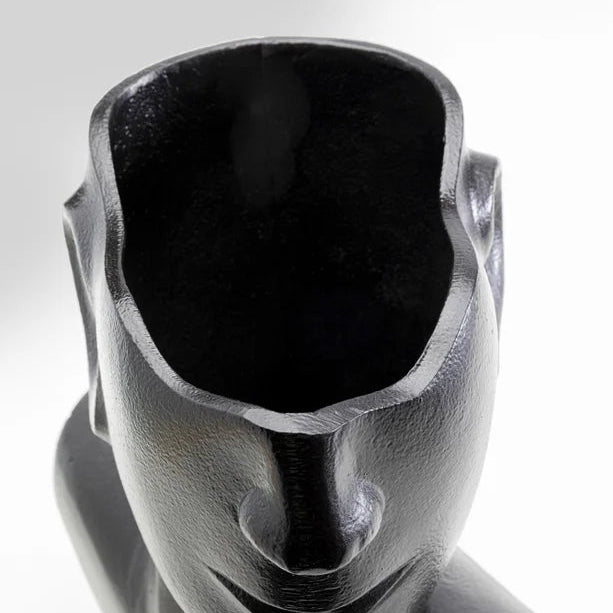 Vaso Decorativo Design Scultura Volto Nero Rostro Side H 27cm