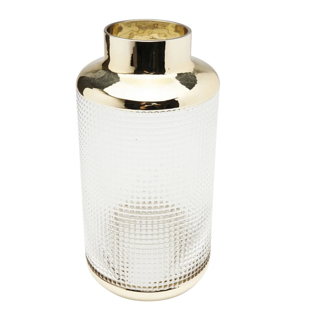 Vaso Decorativo La Noble in Vetro Trasparente con Dettagli Oro