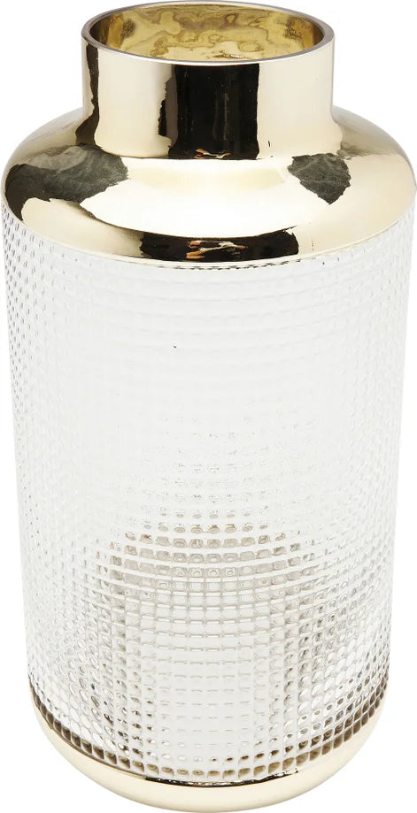 Vaso Decorativo La Noble in Vetro Trasparente con Dettagli Oro