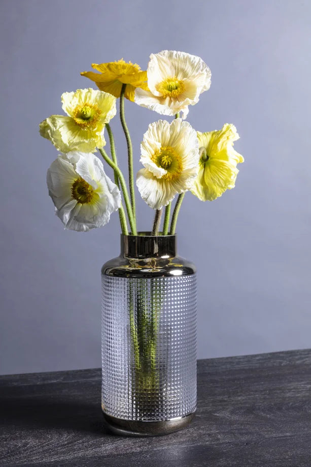 Vaso Decorativo La Noble in Vetro Trasparente con Dettagli Oro