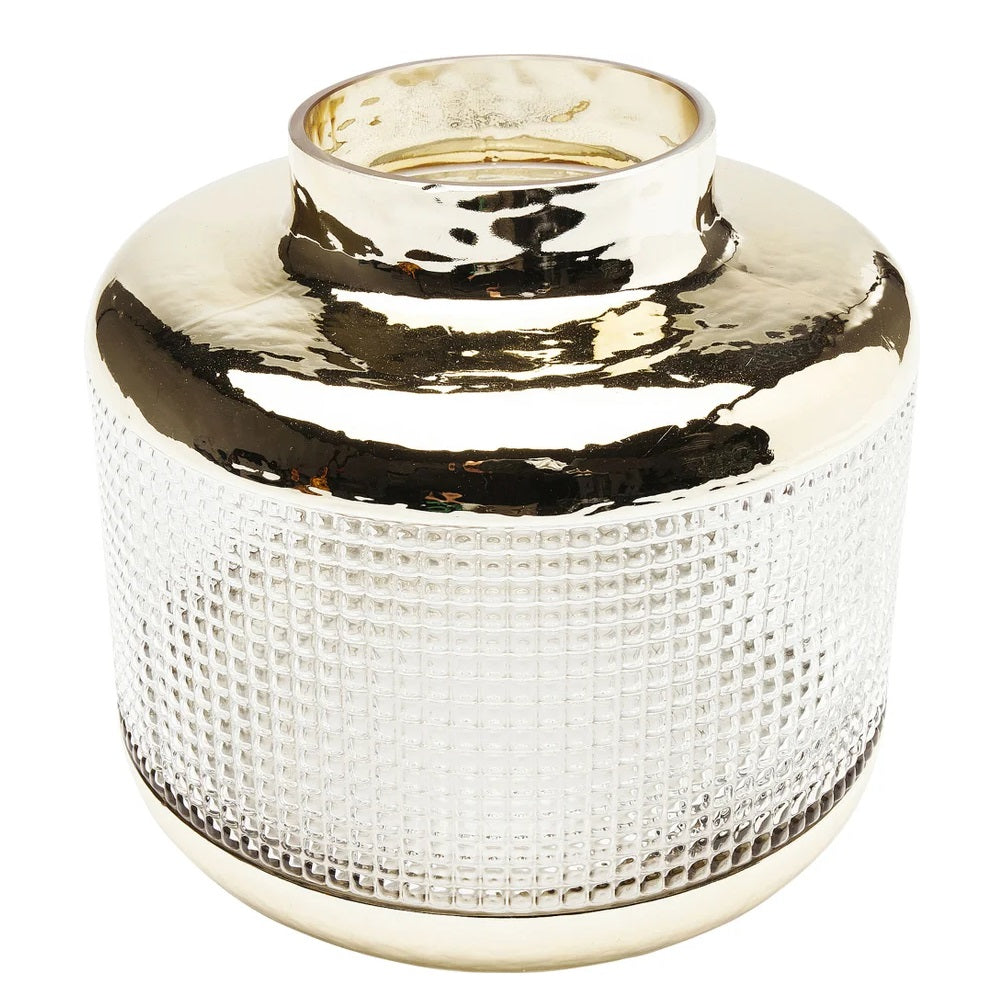 Vaso Decorativo La Noble in Vetro Trasparente con Dettagli Oro