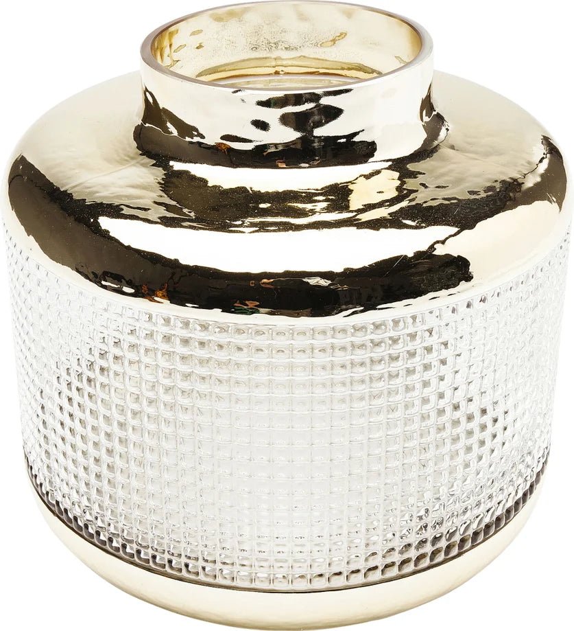 Vaso Decorativo La Noble in Vetro Trasparente con Dettagli Oro