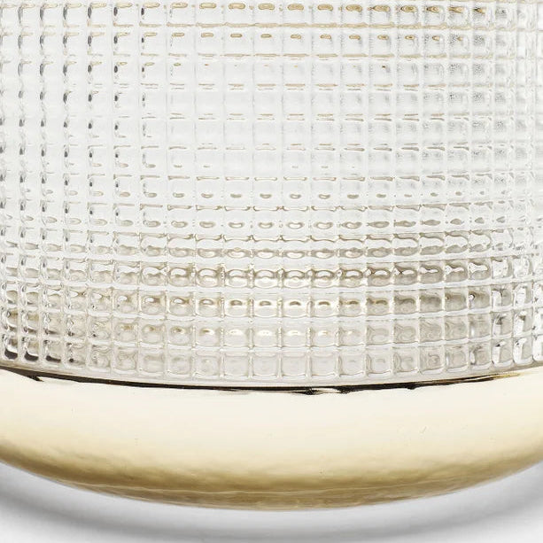 Vaso Decorativo La Noble in Vetro Trasparente con Dettagli Oro