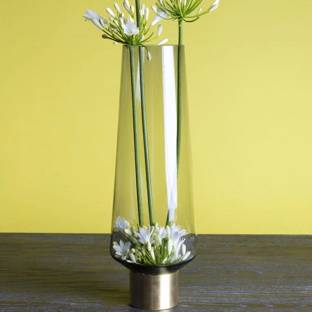 Vaso Decorativo Noble Ring Grigio in Vetro 40 cm
