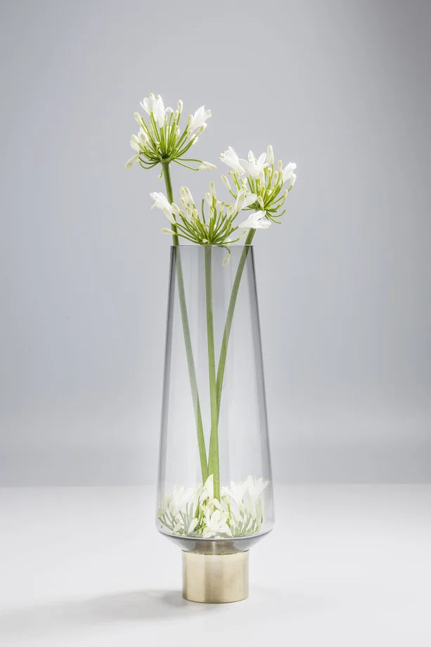 Vaso Decorativo Noble Ring Grigio in Vetro 40 cm