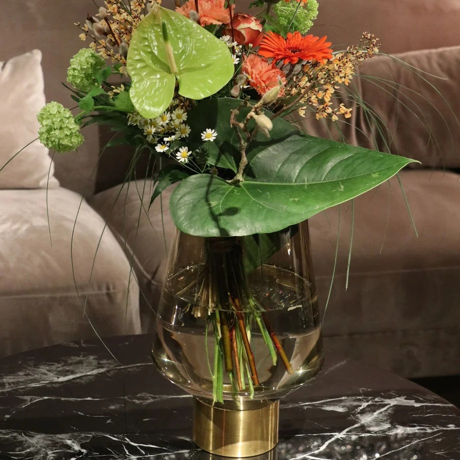 Vaso Decorativo Noble Marrone In Vetro 40 cm