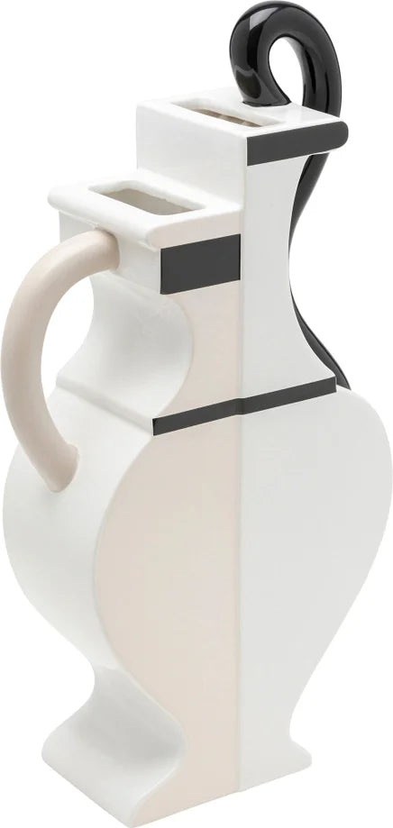 Vaso Decorativo Perfect Match Bicolore Bianco e Nero Linee Scultoree 35cm