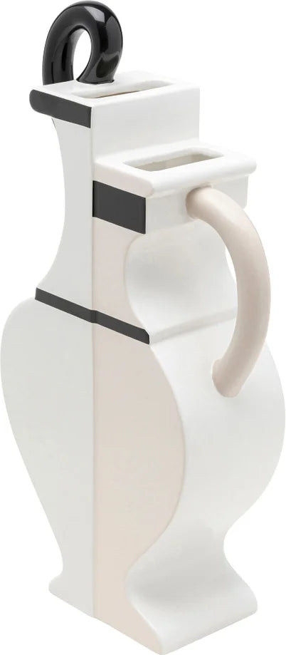 Vaso Decorativo Perfect Match Bicolore Bianco e Nero Linee Scultoree 35cm
