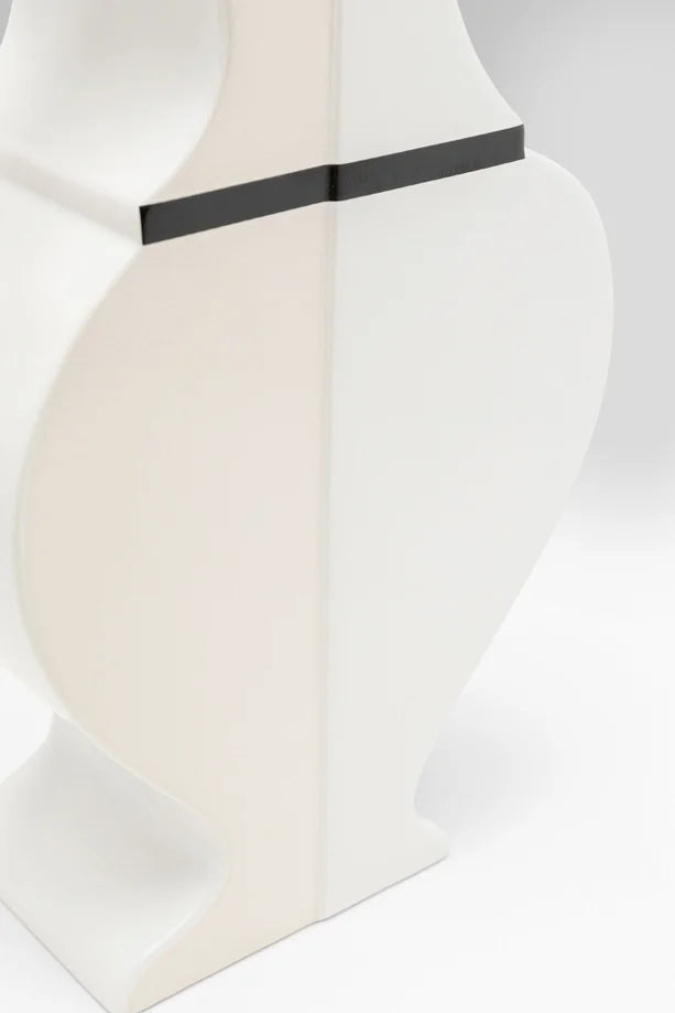 Vaso Decorativo Perfect Match Bicolore Bianco e Nero Linee Scultoree 35cm
